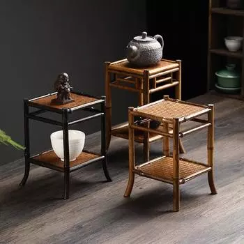 Чайный столик ручной работы из бамбука на четырех ножках, плетеный из лозы, чайная церемония, сухая платформа для замачивания, подставка для чайника