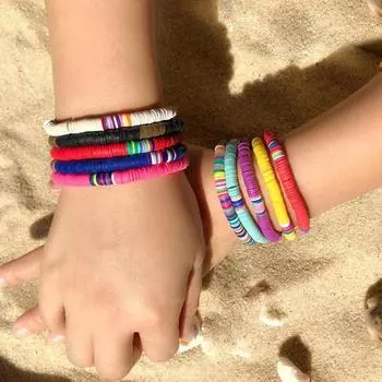 Handmade Beads 6mm Bracelet Finding Flat Chip Disk Spacer Beads Polymer Clay Beads Jewelry Making розовый