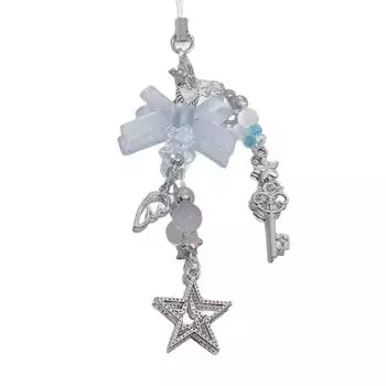 Handmade Bowknot Phone Chain Heart Pendant Keychain Rose Flower Charm Phone Lanyard Strap Acrylic Keyring Bag Ornament 3