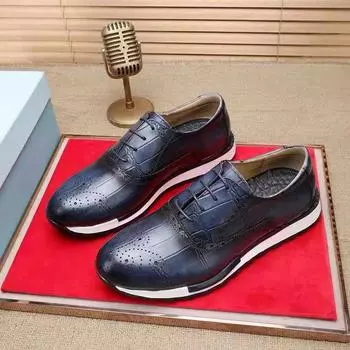 Handmade British Style Men Leather Brogues Sneakers Top Genuine Leather Lace Up No Slip Men Outdoor Dating Shoes 38