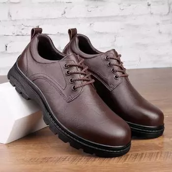 Handmade Business Casual Male Shoes Men s Shoes 2024 Men Oxford Shoes Retro Genuine Leather Shoes Fashion Breathable Sneakers 38 чёрный