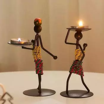 Handmade Candle Holder Crafts Miniature Wrought Iron Candle Holder Decoration Retro Creative Candle Holder Metal