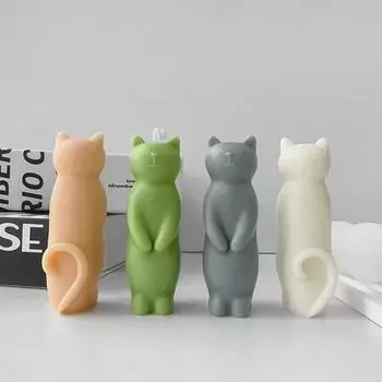Handmade Cartoon Kitten Silicone Mold Aromatherapy Candle Plaster Ornament Mould DIY Cute Cat Crafts Making Molds