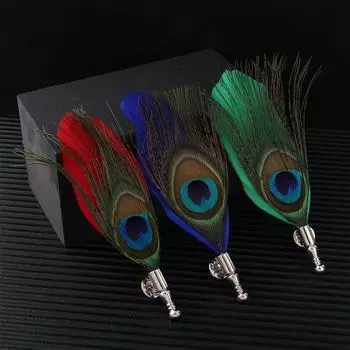 Handmade Classic Novelty Party Feather Wedding Lapel Pins Brooch Jewelry Dress Suit Accessory 2