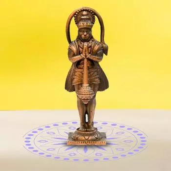 Handmade Copper Hanuman Idol | 2.5 Inches | Patina Antique Finish | Bajrangbali Murti for Puja & Home Dcor