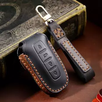 Handmade Crazy Horse Leather Key Cover for Ford Lingyu