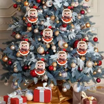 Handmade Crochet Christmas Keychain Cute Christmas Deer Shape Handmade Bag Charm Key Pendant Backpack Accessory For Christmas