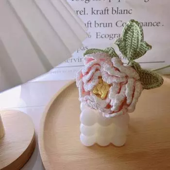 Handmade Crochet Peony Bouquet Wool Artificial Flower Hand-woven Peony Spring Festival Gift gradient pink