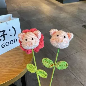 Handmade Crocheting Cute Pig Small Rabbit Valentine s Day Creative Bouquet Gift Best Friend Birthday Present Finished Product