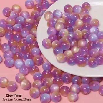 Handmade DIY Beaded Bracelet with Dreamy Cat s Eye Resin Beads in Multi-Color Options Pack of 10 Beads