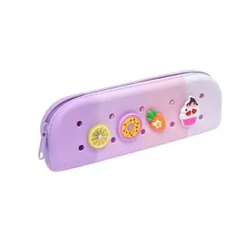 Handmade DIY Hole Paste Pencil Bag High Capacity Silicone Pencil Case School Supplies