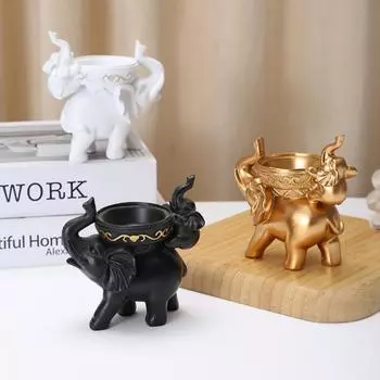 Handmade Elephant Candle Holder Funny Scented Candles Tea Light Candle Stand For Home Living Room золотой