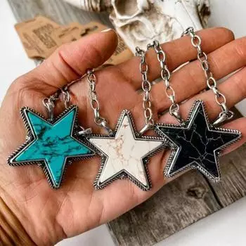 Handmade Five-pointed Star Necklace Zinc Zinc Alloy Hip-hop Clavicle Chain Jewelry Accessories Style B