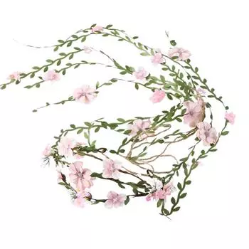 Handmade Flower Headband Bohemian Hairband Vines Crown Headdress Wedding Hair Accessory for Women Wedding Hairstyles розовый