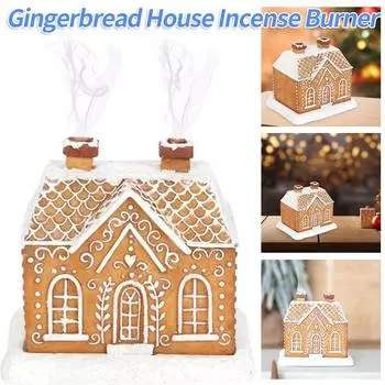 Handmade Gingerbread House Incense Burner Resin Crafts Christmas Cabin Incense Burner House Incense Cone Burner Home Decoration