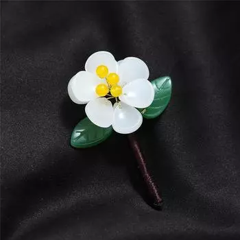 Handmade glazed agate flower brooch retro celebrity temperament high-end corsage pin cardigan accessories
