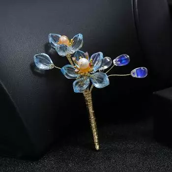 Handmade glazed agate flower brooch retro celebrity temperament high-end brooch pin antique elegant coat accessories