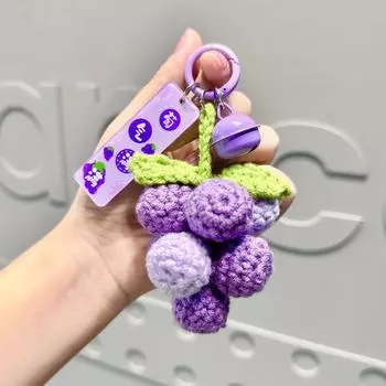 Handmade Grape Crochet Keychain Charm In Halfripe And Fullyripe Purple Yarn Half Ripe