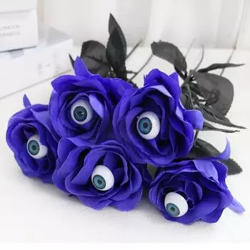 Handmade Halloween Eyeball Rose Simulation Artificial Black Rose Funny Eyeball Fake Flower Outdoor синий