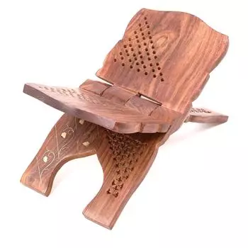 Handmade & Handcraft Foldable Book Holder | Rehal | Book Holding Stand with Intricate Carvings and Leaf Print | Rehal for Religious Holy Books