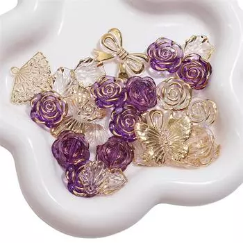 Handmade Jewelry Making Tool Set Sturdy Acrylics Beads With Gold Accent 12 30mm Size Ranges Pack for Creative Designers фиолетовый