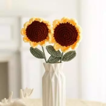 Handmade Knitting Sunflower Woven Daisy Braided Fake Floral Finished Table Ornament Artificial Flowers Wedding Decoration