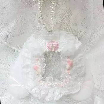 Handmade Lace Toploader Pearl Keyring White Rabbit