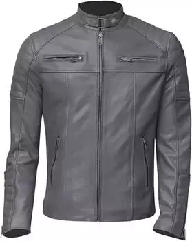 Стильная куртка ручной работы из овчины, мягкая кожа, мужская, серая, настоящая, байкерская S серый