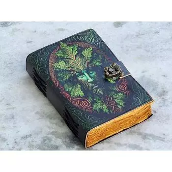 Handmade leather journal tree of life journal diary | green 7/5 tree of life notebook | writing leather notebook Antiq Notpad book 7 x 5 in