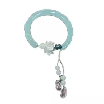 Handmade Lotus Tassel Stone Jewelry Accessories Lotus Tassel Bracelet Lotus Stone Bracelet Lady Small Lotus