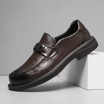 Handmade Male Comfy Walking Shoes Genuine Leather Slip on Mens Loafers New Trend Casual Shoes Moccasins Hot Sale Drive Footwear 39 чёрный