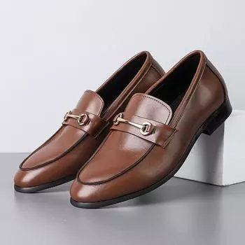 Handmade Male Leisure Walk Flats Man Lazy Shoes New Leather Mens Loafers Soft Moccasins Ultra-light Soft-Soled Driving Shoes 38 коричневый