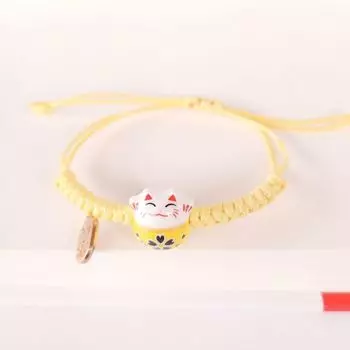 Handmade Maneki Neko Bracelet Hand Rope Women Hand Ring Adjustable Red Braided Rope Women