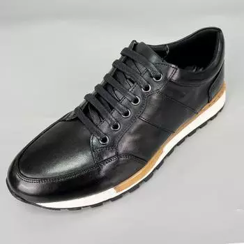 Handmade Mens Oxford Sneakers Genuine Leather Lace-Up Men Casual Leather Shoes Outdoor Daily Walking Flat Footwear 6 чёрный