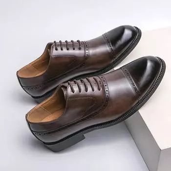 Мужские туфли-оксфорды ручной работы Wingtip из кожи серого цвета, мужские туфли-броги, классические деловые туфли для мужчин, Zapatillas Hombre 6.5 чёрный