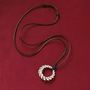 Handmade Miao silver twist pendant, retro necklace, niche design, men s and women s sweater chain, simple accessories