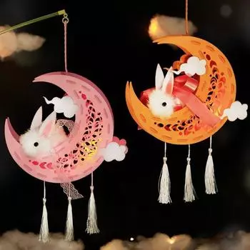 Handmade Mid-Autumn Festival Lantern Battery-Operated LED Light Lightweight The Lantern Festival Lantern Portable