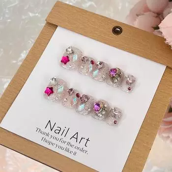 Handmade Nail Wearable Sparkling Stars Highend Sweet Cool Whitening Detachable L
