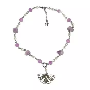 Handmade Natural Crystal Angel Necklace Butterfly Wing Pendant Necklaces Multi-Layer Tassels Choker Clavicle Chain Gift 4