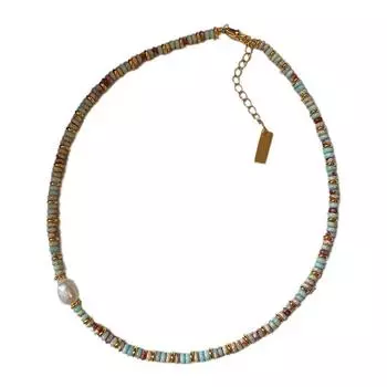 Handmade Necklace Adjustable Length Neckchain Artificial Crystal Beaded Clavicle Chain for Beach and Vacation Wear