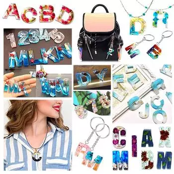 Ожерелье ручной работы, серьги, форма из УФ-смолы, английские буквы, цифры, подвески, силиконовые формы, форма для литья брелока с алфавитом