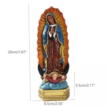 Handmade Painted Our Lady of Guadalupe Statue Figurine Catholic Sculpture Resin Home Office Religious Decoration Ornament Crafts