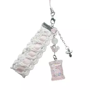 Handmade Phone Charm Acrylic and Alloy Keyring Colorful Beaded Keychain for Women Girls Fashionable Key Chain Jewelry T3