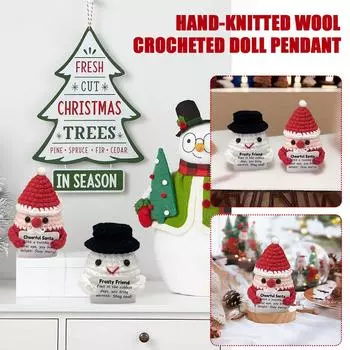 Handmade Positive Keychain Cute Energy Toy Santa Claus Card Doll Bag Chains Pendant Key Wool Sn O4X6 Snowman-1pcs