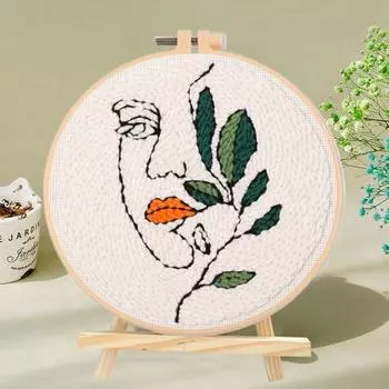 Handmade Punch Needle Kit Line Drawing Embroidery Kit Sewing Supplies Rug Punch Beginner Style A