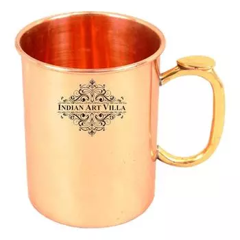 Handmade Pure Copper Moscow Mule Hammered Beer Mug Cup with Brass Thumb Design Handle - Bar Hotel Restaurant Drinkware