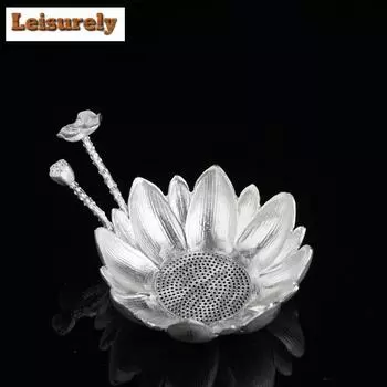 Handmade Pure Tin Tea Strainer Hammer Pattern Tea Filter Infuser Holder Set Creative Leaf Strainer Kung Fu Tea Set Accessories