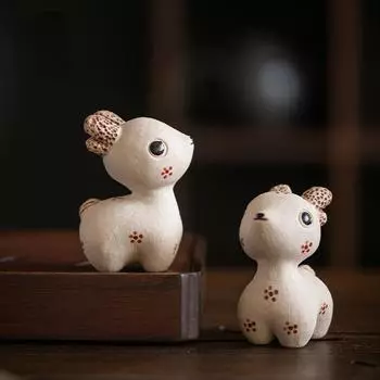 Handmade Purple Tea Favor Cute Deer Can Keep Tea Play Home Decoration Desktop Ceramic Ornaments
