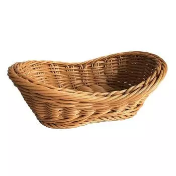 Handmade Rattan Bread Basket Wicker Woven Food Fruit Dessert Tray Storage Basket Vegetable Breakfast Display Kitchen Organizer