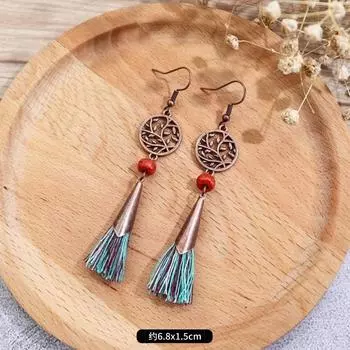 Handmade retro bohemian earrings femininity vacation fringed stud earrings long personalized earrings